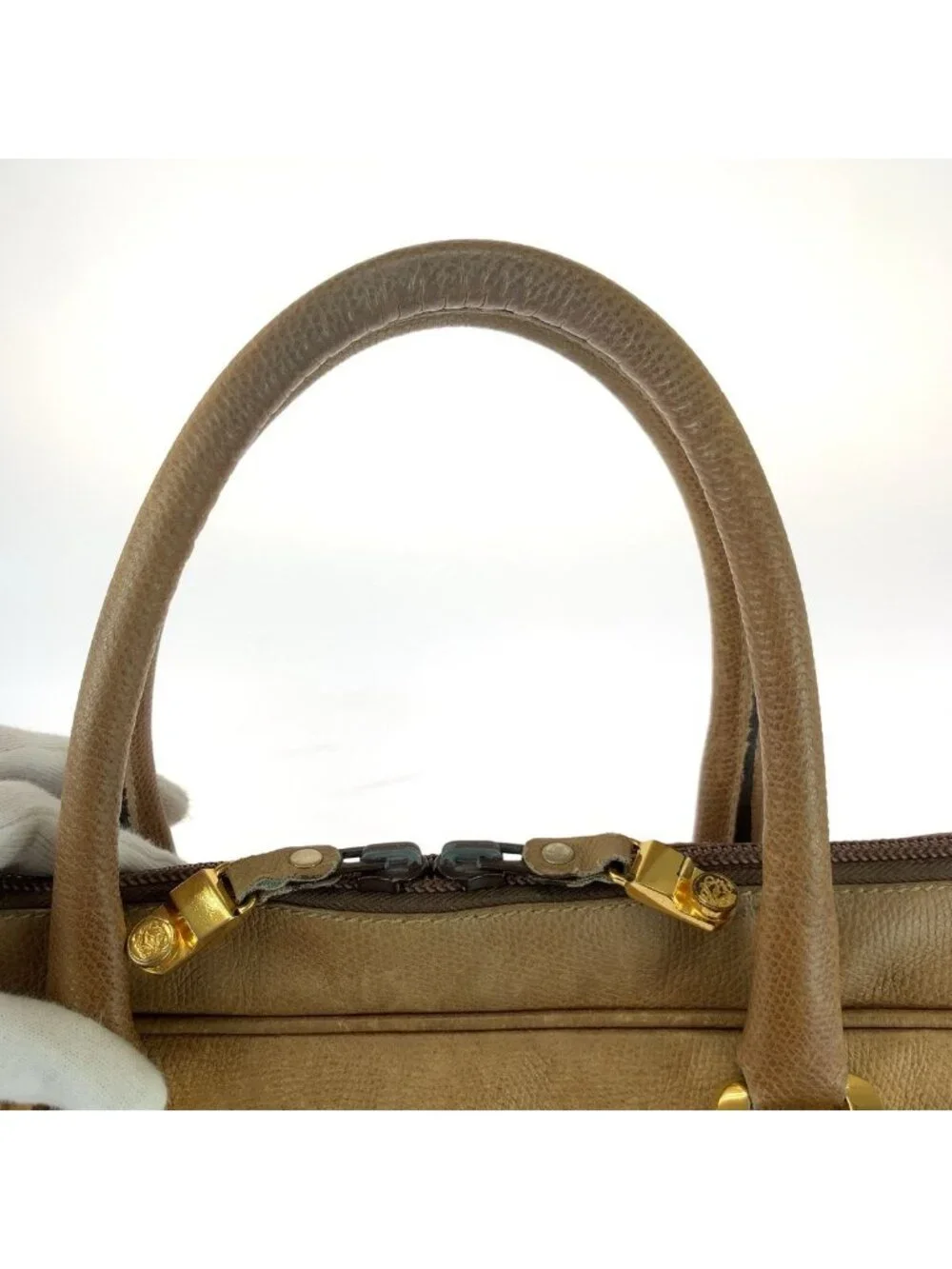 Loewe Gram Beige Gold Leather Business Briefcase